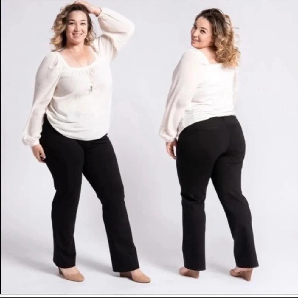 Betabrand Straight Leg Yoga Dress Pants Black Plus Sz 2XL